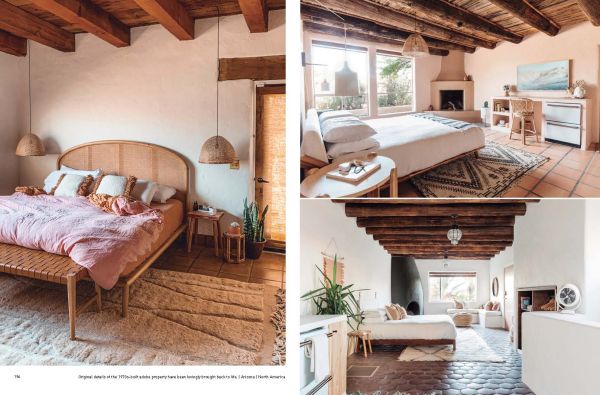 Book cover of Desert Escapes, with sun-loungers looking across a desert landscape, under a canvas canopy. Published by Lannoo Publishers.