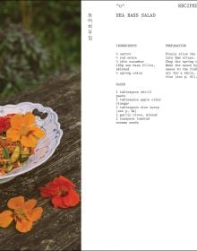 Book cover of Taste Korea: Korean Recipes With Local Ingredients, with Korean vegetables: red pepper, and white dadagi cucumber. Published by Lannoo Publishers.