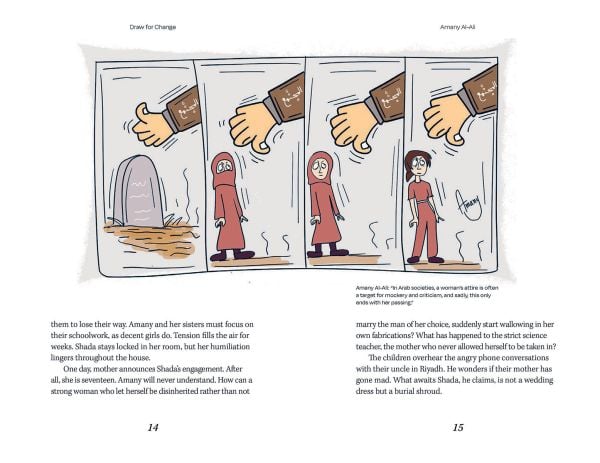 Wall mural of nude figures, on cover of 'Draw for Change, Six female cartoonists redefining the lines', by Lannoo Publishers.