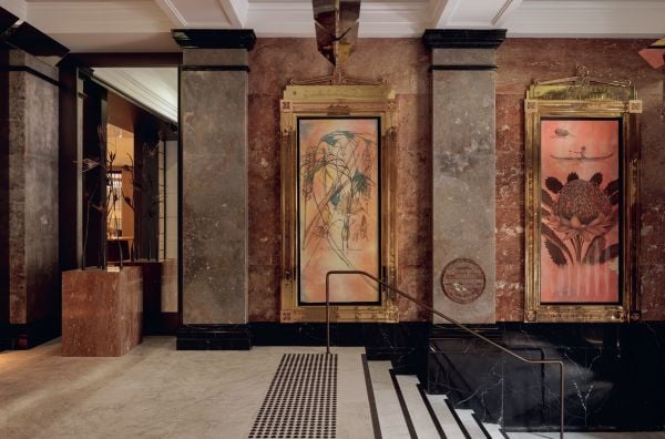 Book cover of The World's Best Art and Design Hotels, with the Le Grand Mazarin hotel with interior swimming pool. Published by Lannoo Publishers.