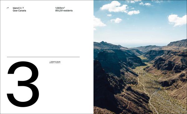 Book cover of Canary Islands: A Visual Travel Guide Through the Canarias, with a mountainous landscape. Published by Lannoo Publishers.