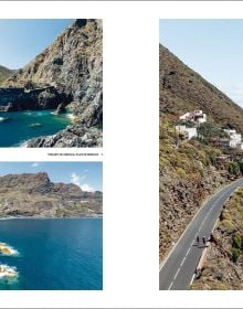 Book cover of Canary Islands: A Visual Travel Guide Through the Canarias, with a mountainous landscape. Published by Lannoo Publishers.
