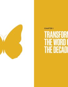 Book cover of Christophe Jauquet's Trends in the Transformation Economy: Where Health, Well-Being & Happiness Matter Most, with a pair of hands folding a gold butterfly. Published by Lannoo Publishers.