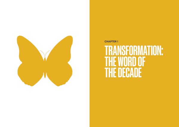 Book cover of Christophe Jauquet's Trends in the Transformation Economy: Where Health, Well-Being & Happiness Matter Most, with a pair of hands folding a gold butterfly. Published by Lannoo Publishers.