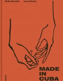 Elegant pair of hands on thick black paint, on terracotta cover of 'Made in Cuba', by Luster Publishing.