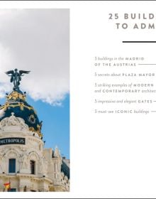 Book cover of The 500 Hidden Secrets of Madrid, with the white exterior of ABC Museum in Madrid. Published by Luster Publishing.