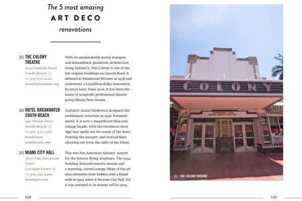 Book cover of The 500 Hidden Secrets of Miami, with Art deco hotel surrounded by palm trees. Published by Luster Publishing.