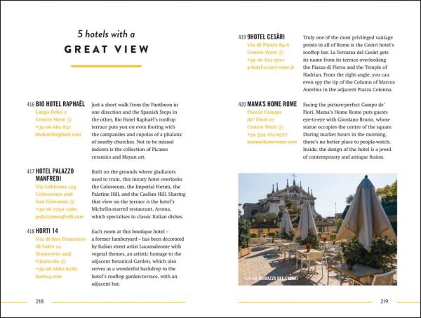 Book cover of The 500 Hidden Secrets of Rome, featuring a mosaic of swimmers diving, pictured near a diving springboard. Published by Luster Publishing.