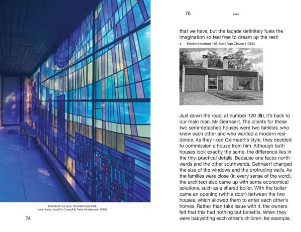 Red cover of Gerlin Heestermans', Tourist Modernist/Toerist Modernist, Walking Along Modernist Architecture in Belgium. Published by Luster Publishing.