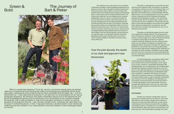 Book cover of Wild Harmony: Urban Gardens by Bart & Pieter; featuring a garden with a view to residential homes. Published by Luster Publishing.