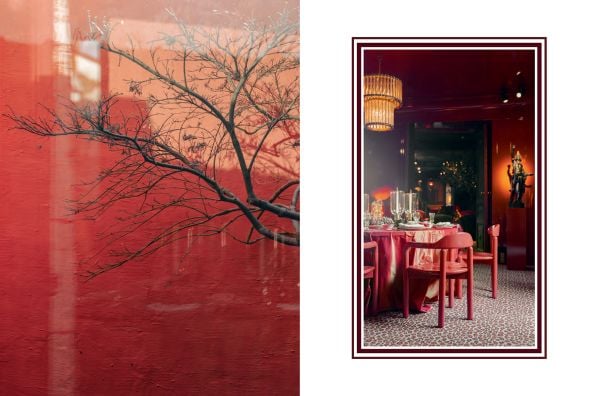 Book cover of Grand Interiors, featuring a floral wallpaper. Published by Luster Publishing.