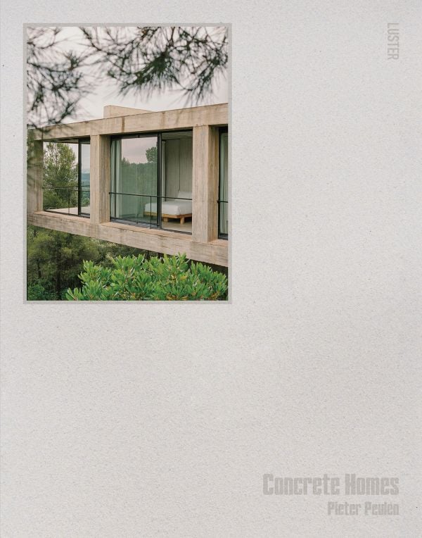 Book cover of Concrete Homes; featuring a modern, flat-roofed building. Published by Luster Publishing.