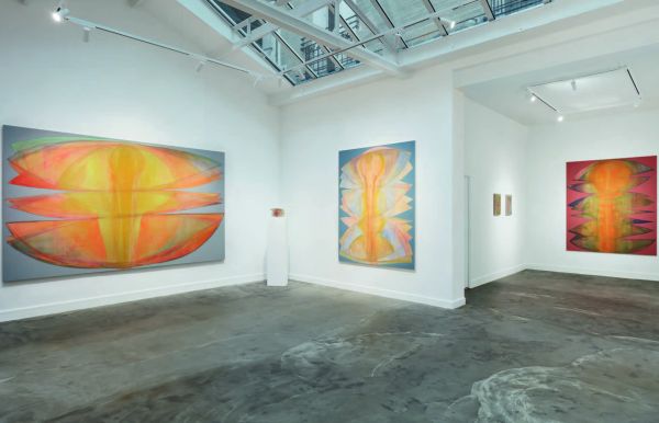 Book cover of Julien Saudubray. Watching, with detail of oil and pastel on canvas titled 'Watching #34'. Published by Exhibitions International.