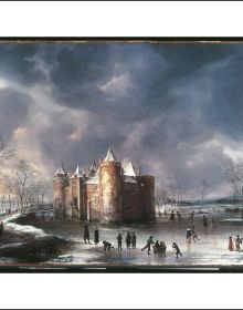 Book cover of Amsterdam Castle Muiderslot, featuring an aerial shot of magical castle with landscapes grounds, surrounded by water. Published by Waanders Publishers.