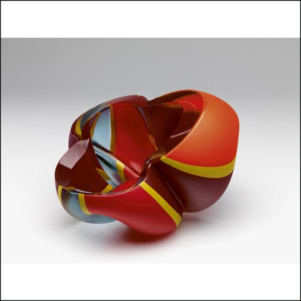 Book cover of Barbara Nanning - Eternal Movement, Ceramics, Installations and Glass Art, featuring a fark blue ceramic vessel with curved edges and bright gold interior. Published by Waanders Publishers.