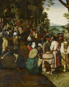 Carrying of the Cross by Peter Bruegel the younger with Bruegel and Contemporaries in pale yellow font above