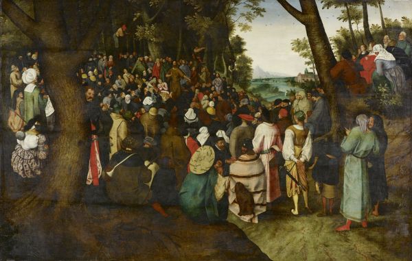 Carrying of the Cross by Peter Bruegel the younger with Bruegel and Contemporaries in pale yellow font above