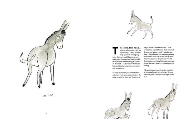 Book cover of The Christmas story as told by HeeHaw, the donkey, with a donkey and a bright moon above. Published by Waanders Publishers.