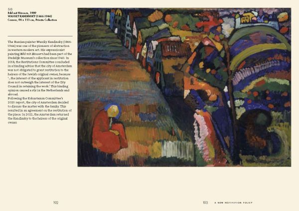 Book cover of Looted Art & Restitution: The Exodus and Partial Return of Dutch Art Property During and After World War II, with an officer standing near stacks of paintings. Published by Waanders Publishers.