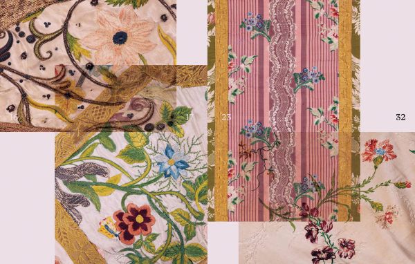 Book cover of Fashion for God: Religious Textiles from Hidden Churches in the Dutch Republic 1580-1800, with floral textile fabric. Published by Waanders Publishers.