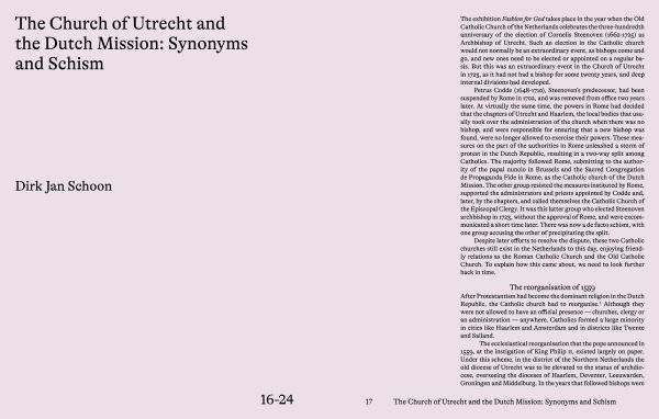 Book cover of Fashion for God: Religious Textiles from Hidden Churches in the Dutch Republic 1580-1800, with floral textile fabric. Published by Waanders Publishers.