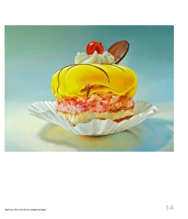 Book cover of Tjalf Sparnaay: The Bigger Picture, with an oil painting of a stacked cheese roll, hot crossed bun and a bacon butty. Published by Waanders Publishers.