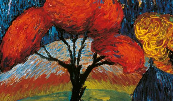 Book cover of Marianne von Werefkin: Pioneer of Expressionism, with a painting titled Tragic Mood, featuring a figure in red and black. Published by Waanders Publishers.