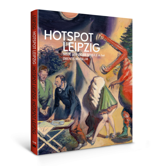 Book cover of Hotspot Leipzig; featuring a painting of figures during a stage play. Published by Waanders Publishers.