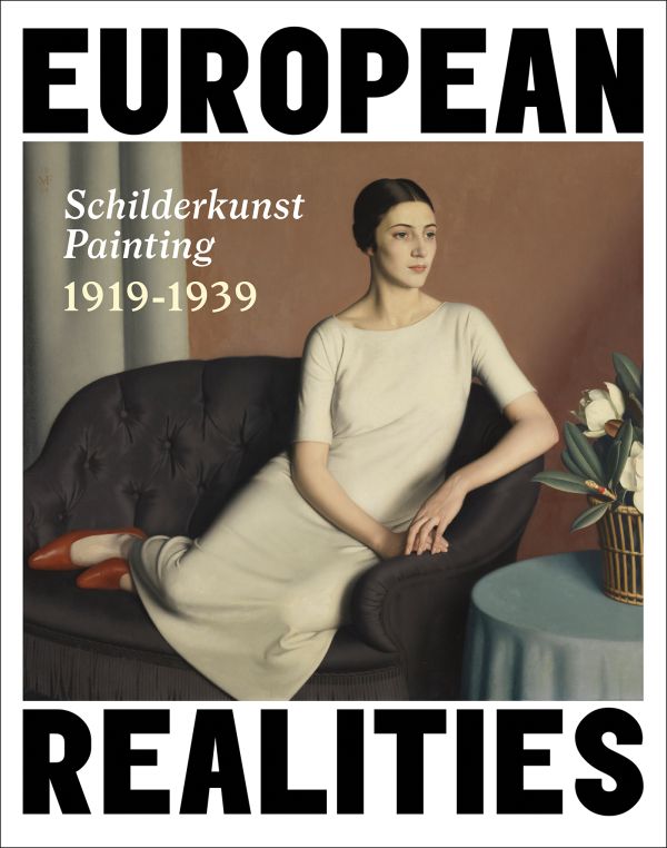 Book cover of European Realities; featuring a painting of woman, sitting on a sofa, wearing a cream dress. Published by Waanders Publishers.