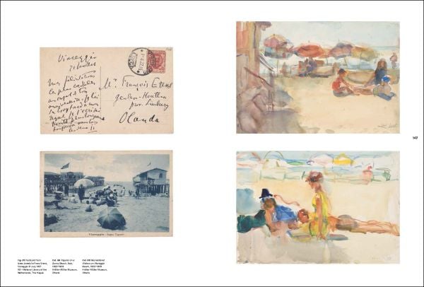 Book cover of Isaac Israels' Europe; painting of two figures in swimwear, holding umbrellas while standing on a beach. Published by Waanders Publishers.