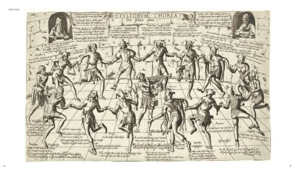 Book cover of Fools & Folly in Flemish Art, featuring an oil painting by Frans Verbeeck, titled 'Portrait of a jester', ca. 1550. Published by Hannibal Books.