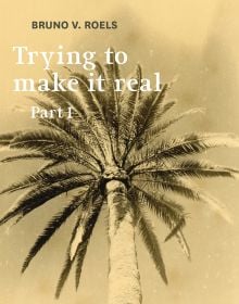 Book cover of Trying To Make It Real Part 1 & 2: Bruno V. Roels, with a palm tree. Published by Hopper&Fuchs.