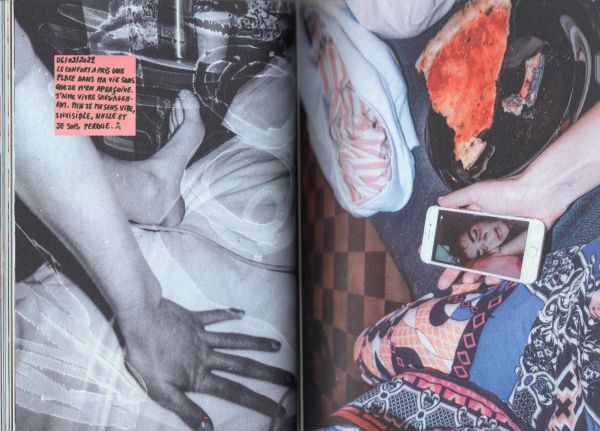 Book cover of THANK YOU BYE: Clémentine Balcaen, with a close-up of fashion model with thick black eye-liner and red lipstick. Published by Hopper&Fuchs.