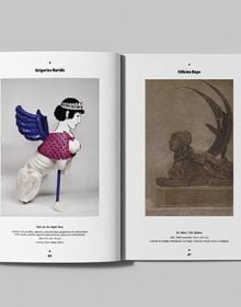 Book cover of Hybrids: Composite Creatures From Fables, Myths and Legends, featuring a drawing of a figure; half human, half animal. Published by Hopper&Fuchs.