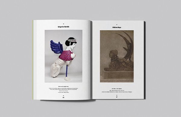 Book cover of Hybrids: Composite Creatures From Fables, Myths and Legends, featuring a drawing of a figure; half human, half animal. Published by Hopper&Fuchs.