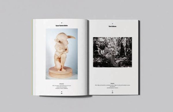 Book cover of Hybrids: Composite Creatures From Fables, Myths and Legends, featuring a drawing of a figure; half human, half animal. Published by Hopper&Fuchs.