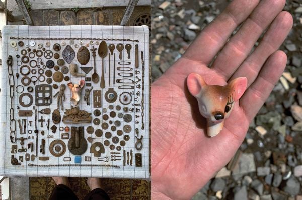 Book cover of Jutten, with a beach area covered in stones, rocks and bricks. Published by Hopper&Fuchs.