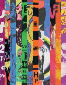 Book cover of Graphic Design of Scheld’Apen, with strips of bold, colourful graphic posters. Published by Hopper&Fuchs.