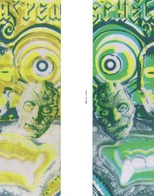 Book cover of Graphic Design of Scheld’Apen, with strips of bold, colourful graphic posters. Published by Hopper&Fuchs.