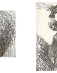 Book cover of Peter Jacquemyn: Drawing First, with small sketches of birds and faces. Published by Hopper&Fuchs.
