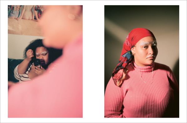 Book cover of Thank You For Playing With Me, with two plus-sized models in playful pose, wearing large floppy hats that obscure their faces. Published by Hopper&Fuchs.