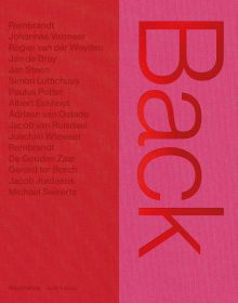 Large red font on pink and red cover of 'Flash | Back, Mauritshuis Den Haag', by Hannibal Books.