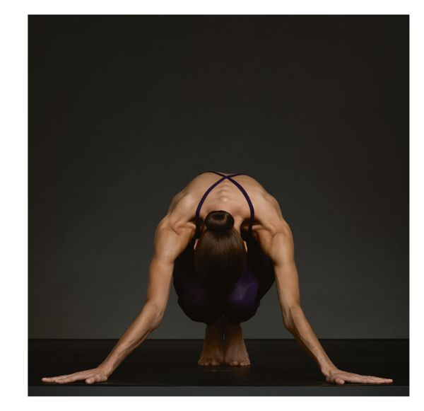 Linen book cover of Dance in Close-Up, Hans van Manen seen by Erwin Olaf, featuring the torso of male in black pants, with another person's hand on crotch area. Published by Hannibal Books.