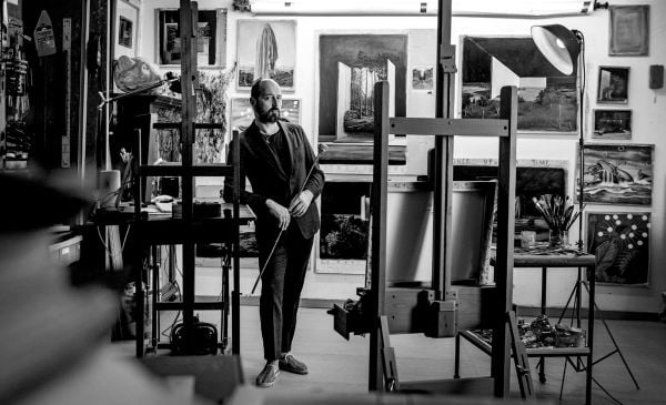 Book cover of Gideon Kiefer – 3007 A.D.—4897 A.D, featuring a painting of white bust in orange cat balaclava. Published by Hannibal Books.