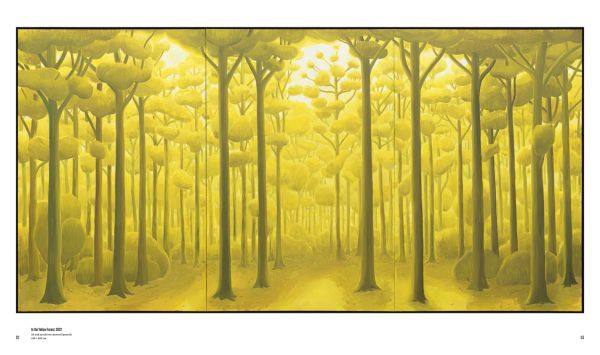 Book cover of Ben Sledsens, featuring a painting of a green and blue forest tilted 'The Lake Painter'. Published by Hannibal Books.