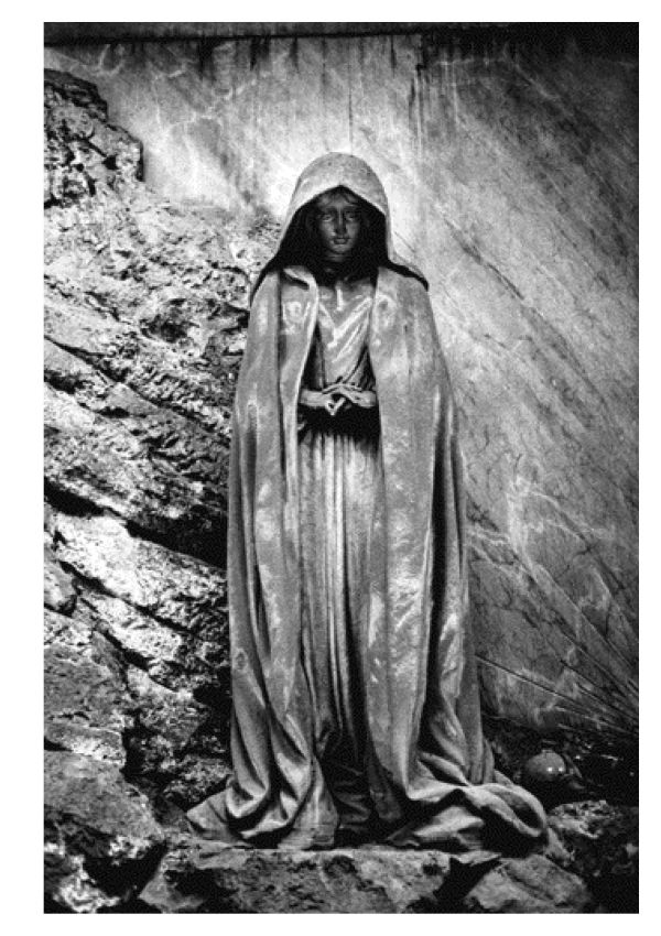 Book cover of Ikonen, featuring a cemetery statue of 'Veiled Widow' in Vienna, Austria. Published by Hannibal Books.