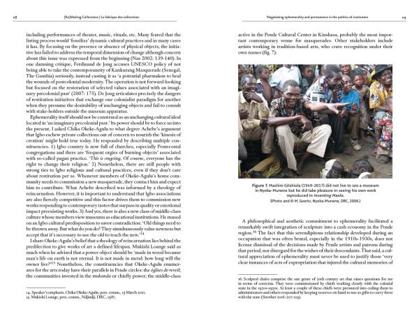 Book cover of (Re)Making Collections - La Fabrique des collections: Origins, Trajectories & Reconnections/ Origines, trajectoires et reconnexions, with two featureless figures. Published by Exhibitions International.