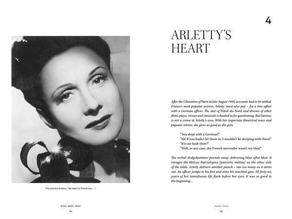 Couple gazing at one another, at French café tale, on gold cover of 'Paris Souls, Unexpected Histories of the City of Light', by Hannibal Books.