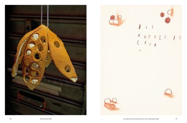 Book cover of Hong Kong Whispers, with two mops resting against wall, and two stools stacked on top of each other. Published by Hannibal Books.