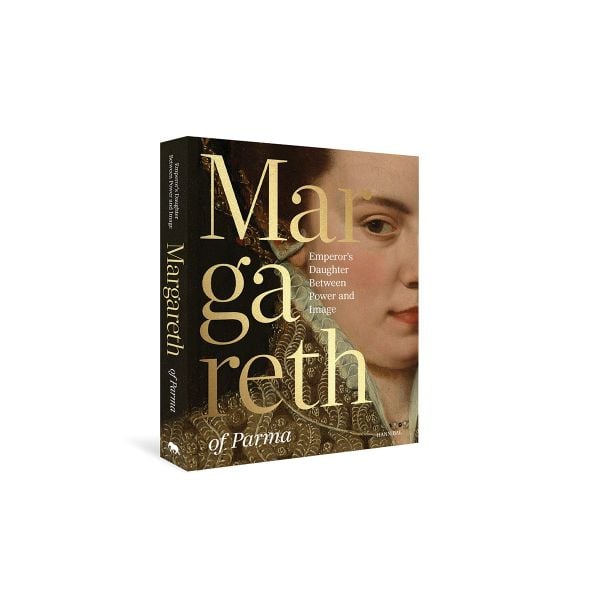 Book cover of Margaret of Parma: The Emperor’s Daughter Between Power and Image, with a portrait painting of the Duchess. Published by Hannibal Books.